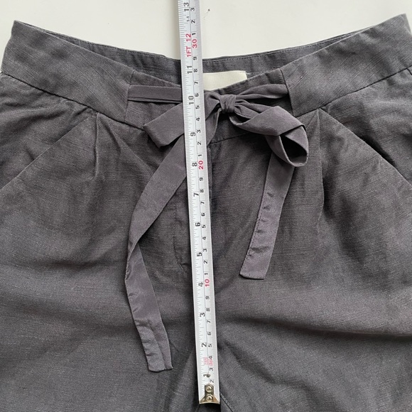 ARITZIA Wilfred Allant Pant Cropped linen pant charcoal grey size 0 tie front - Picture 6 of 9